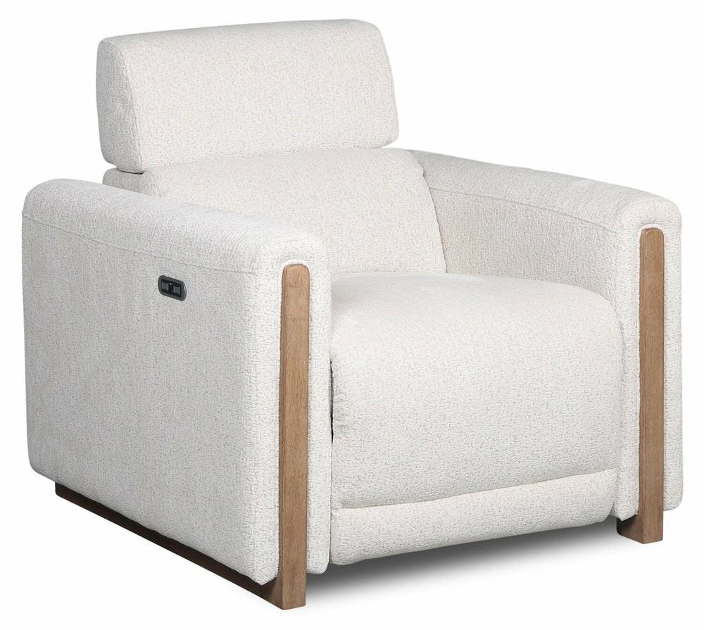 Sable 38″ Alabaster White Chenille Fabric Power Reclining Chair With Power Headrest And Usb Port Furniture