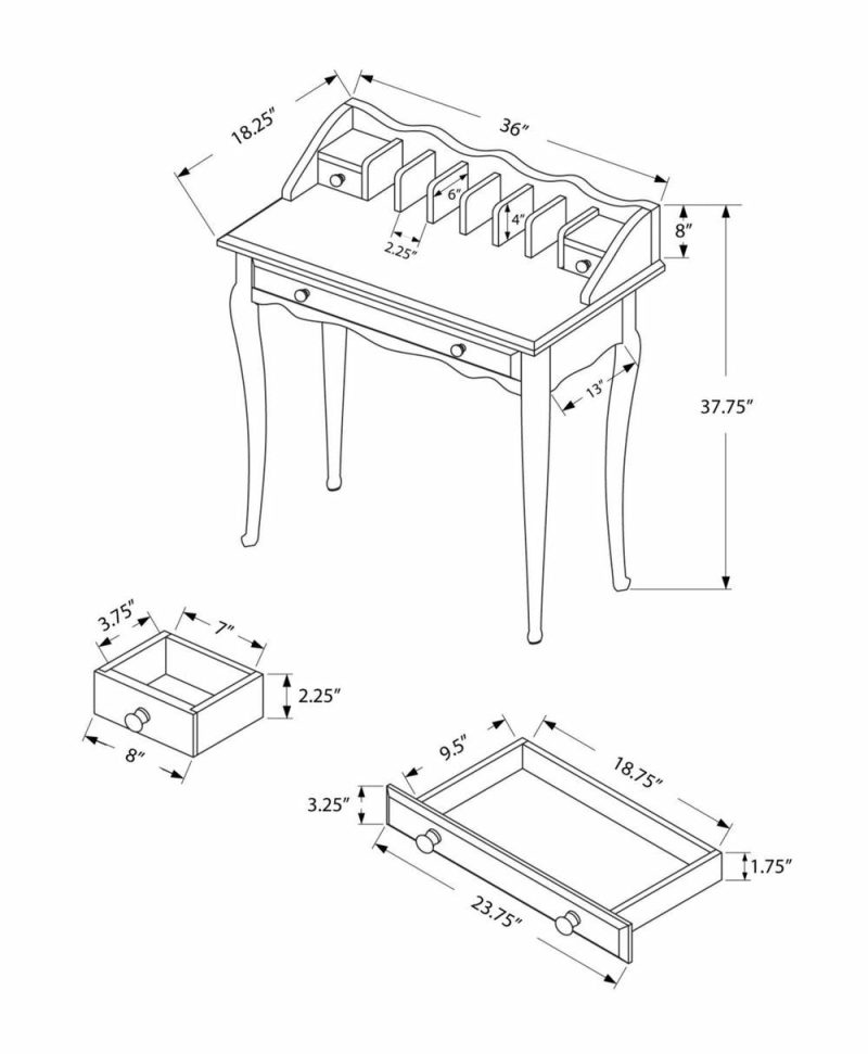 Samantha 36″ Queen Anne-Style Desk – White Desks