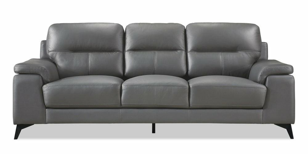 Sash 88.75″ Grey Genuine Leather Sofa With Metal Legs Furniture