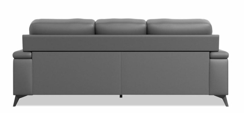 Sash 88.75″ Grey Genuine Leather Sofa With Metal Legs Furniture