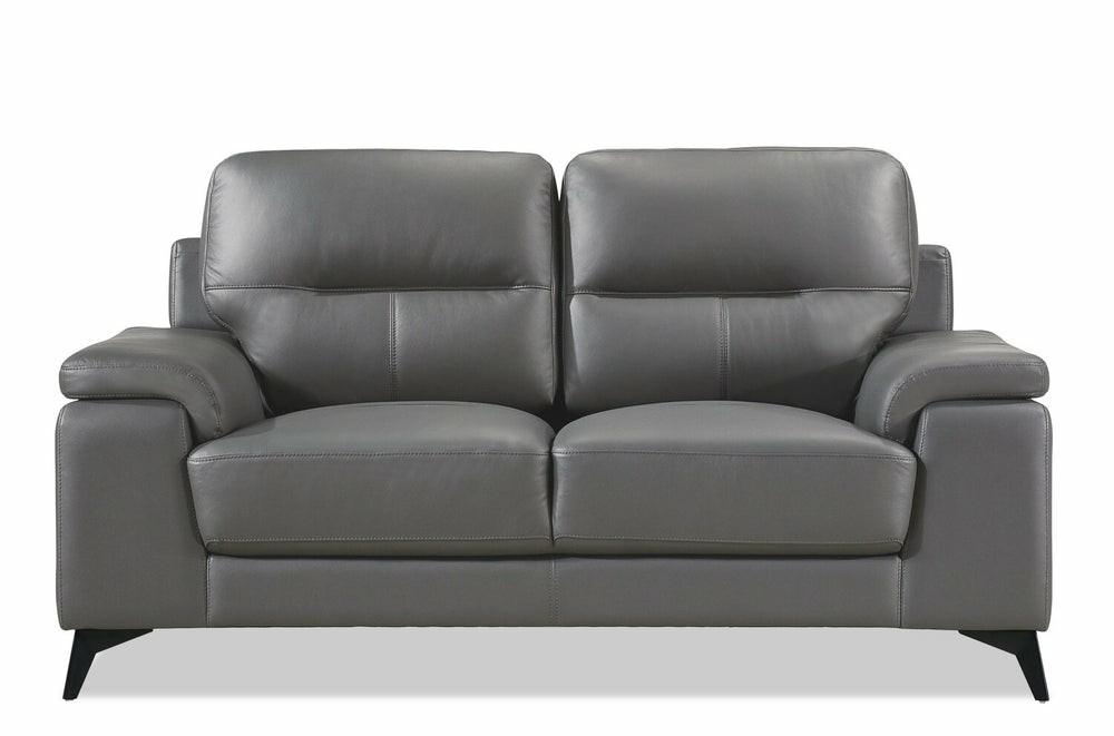 Sasha Genuine Leather Loveseat – Grey Furniture