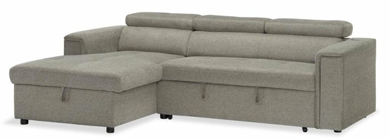 Savvy 2-Piece Linen-Look Fabric Left-Hand Sleeper Sectional – Grey Furniture