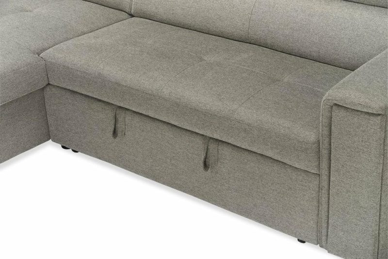 Savvy 2-Piece Linen-Look Fabric Left-Hand Sleeper Sectional – Grey Furniture