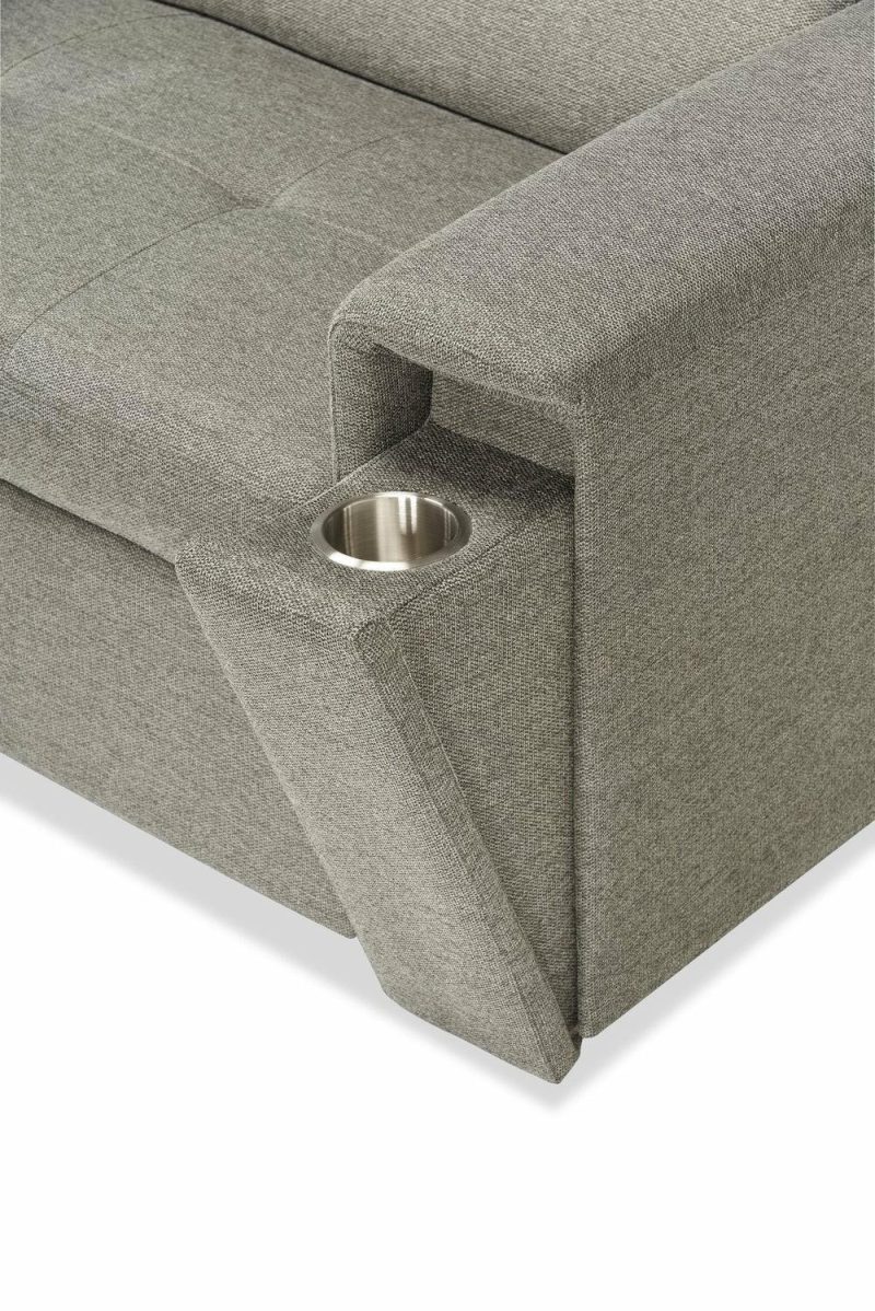 Savvy 2-Piece Linen-Look Fabric Left-Hand Sleeper Sectional – Grey Furniture