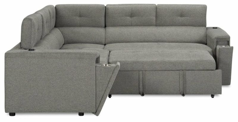 Savvy 2-Piece Right-Facing Linen-Look Sleeper Sectional Furniture