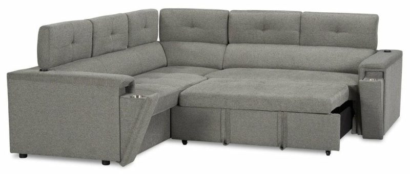 Savvy 2-Piece Right-Facing Linen-Look Sleeper Sectional Furniture