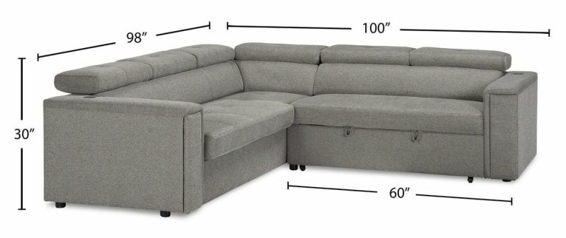 Savvy 2-Piece Right-Facing Linen-Look Sleeper Sectional Furniture