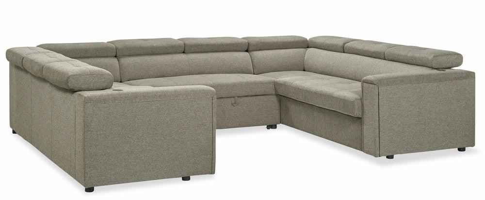 Savvy 3-Piece Linen-Look Fabric Sleeper Sectional With Two Sofas – Grey Furniture