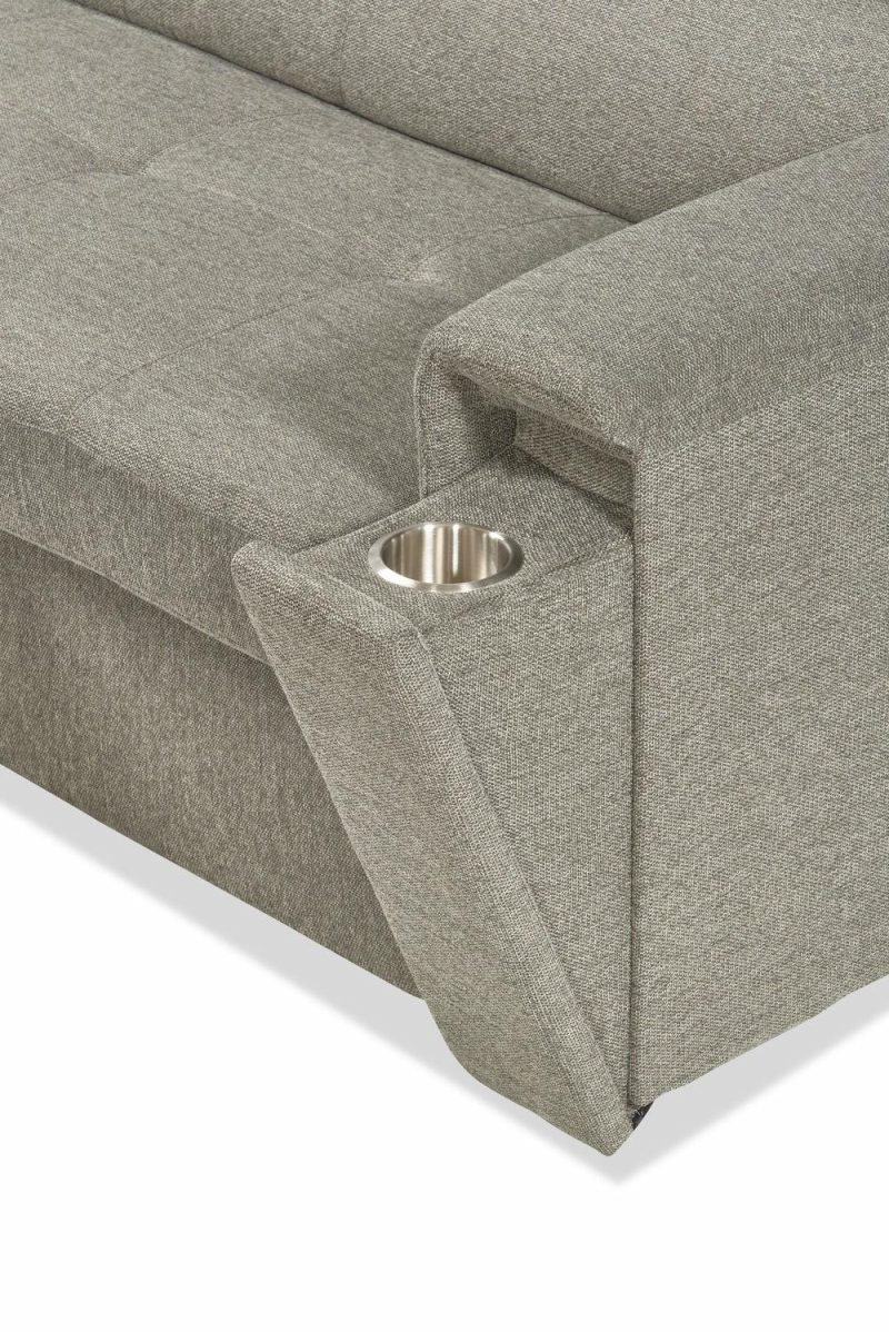 Savvy 3-Piece Linen-Look Fabric Sleeper Sectional With Two Sofas – Grey Furniture