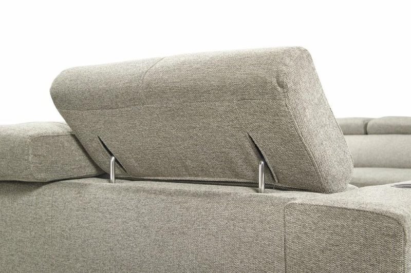 Savvy 3-Piece Linen-Look Fabric Sleeper Sectional With Two Sofas – Grey Furniture