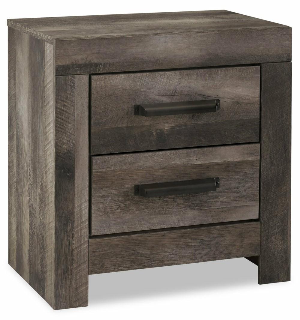 Sawyer Bedside 2-Drawer Nightstand With Built-In Usb Ports, 23.7″W X 24.4″H – Rustic Grey Bedroom