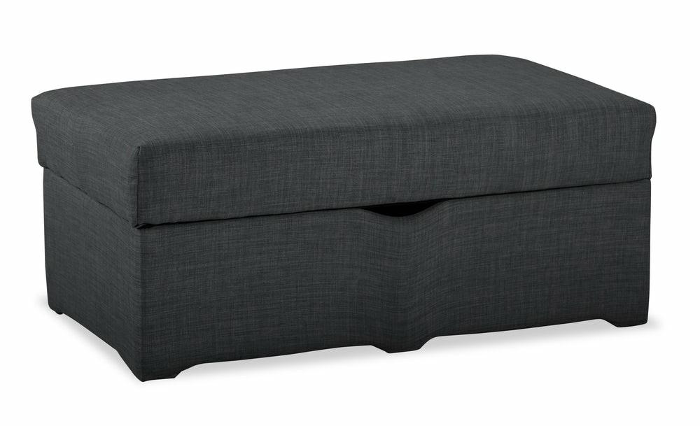 Sawyer Linen-Look Fabric Ottoman – Charcoal Grey Furniture