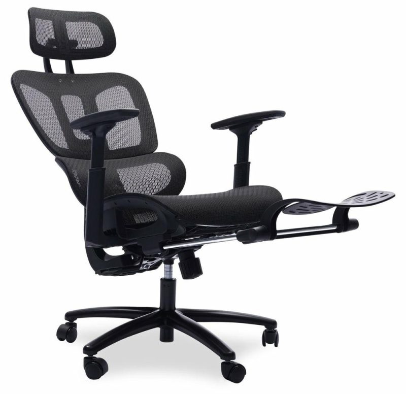 Sealy® Diego 26.3” Adjustable Office Chair With Mesh Padding & Footrest – Black Chairs