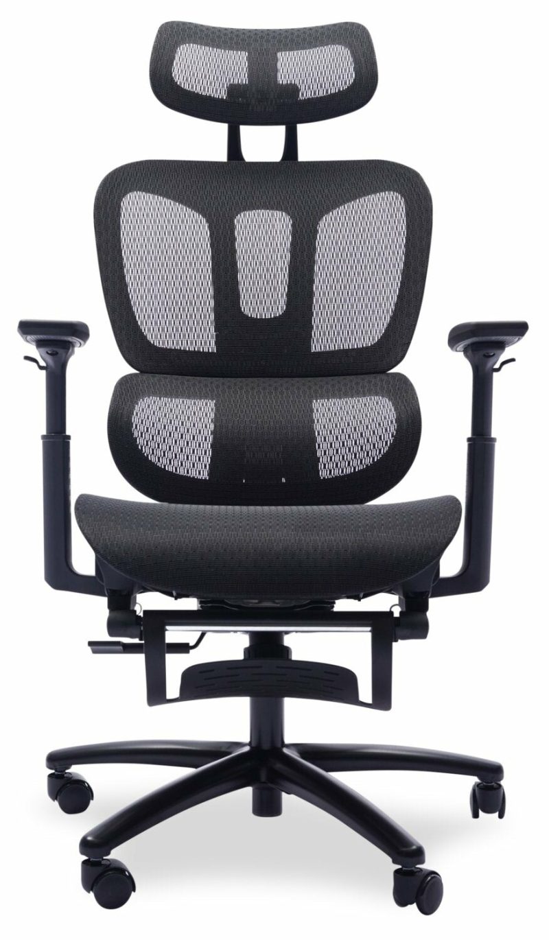 Sealy® Diego 26.3” Adjustable Office Chair With Mesh Padding & Footrest – Black Chairs