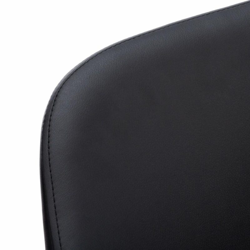 Set Of 2 Black Leather-Look Black Metal Dining Chair Dining Chairs