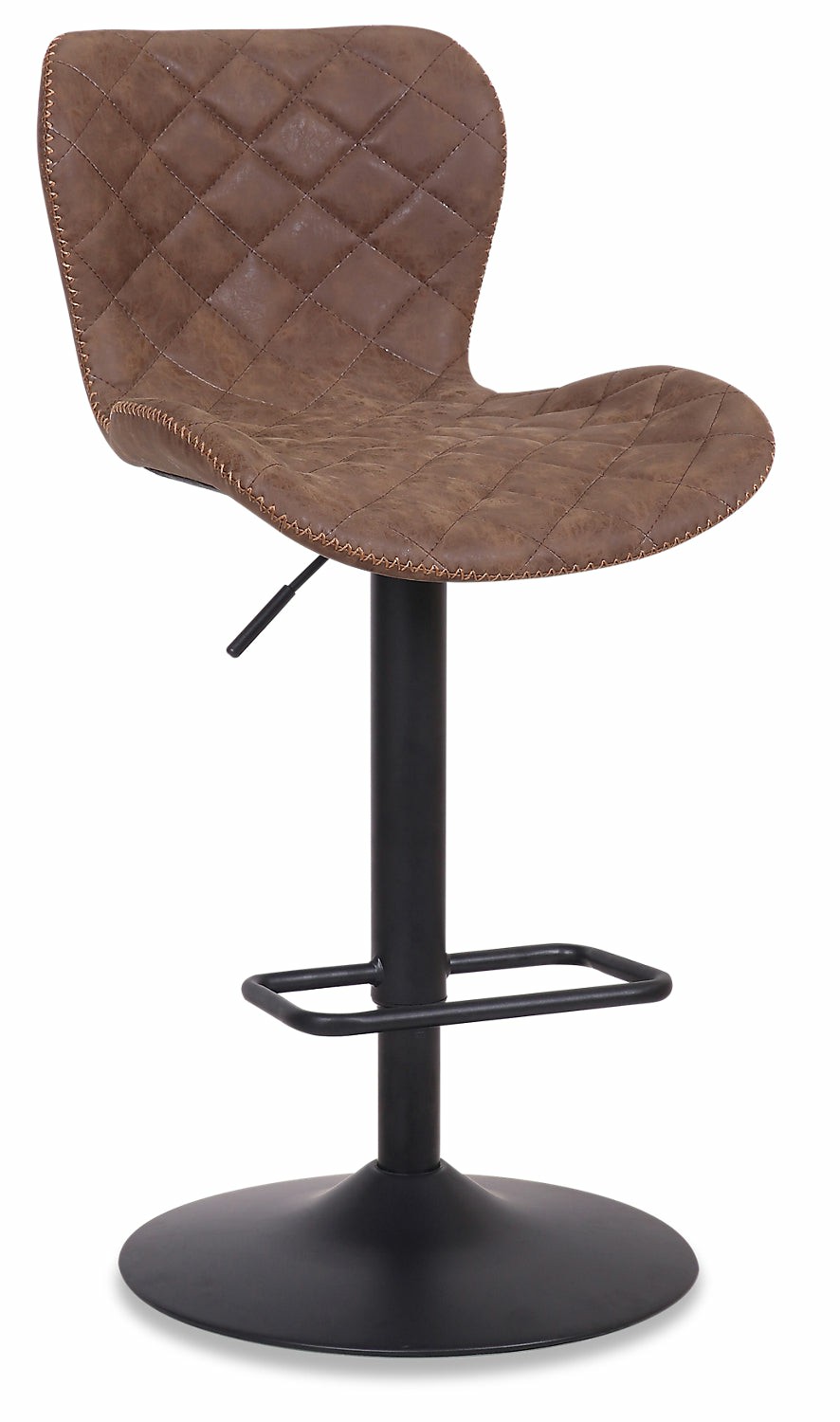 Seth Barstool With Swivel & Adjustable Seat, Vegan Leather Fabric, Metal – Brown Bar Stools