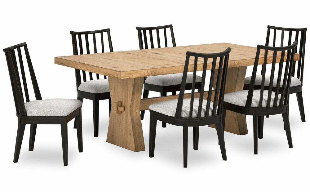 Shaw 7Pc Dining Set With Table & 6 Chairs, Trestle Base, 78″W – Natural Dining Room