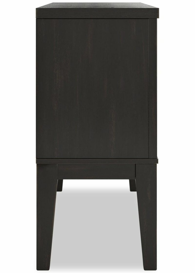 Shaw Dining Server With Storage & Built-In Wine Rack, Cane-Look Details, 56″W – Black Buffets, Servers And Cabinets