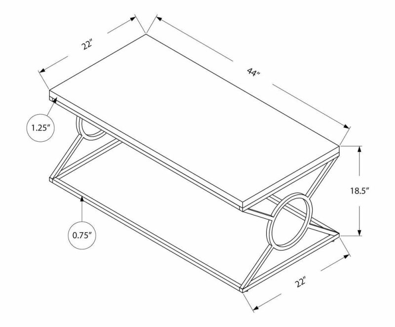 Shea 44″ Glam Coffee Table – White With Chrome Metal Base Coffee Tables