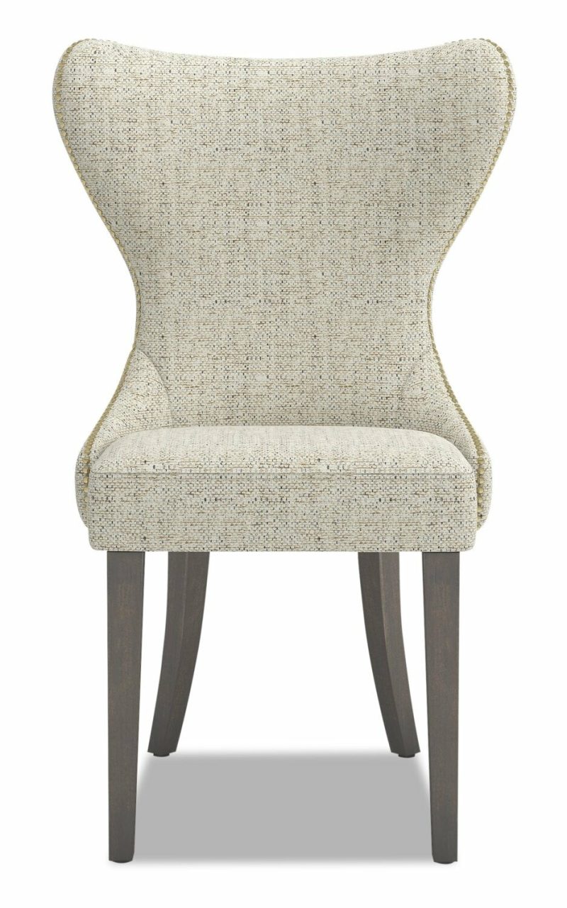 Shea Wing-Back Dining Chair With Linen-Look Fabric, Wood – Ivory Accent Chairs