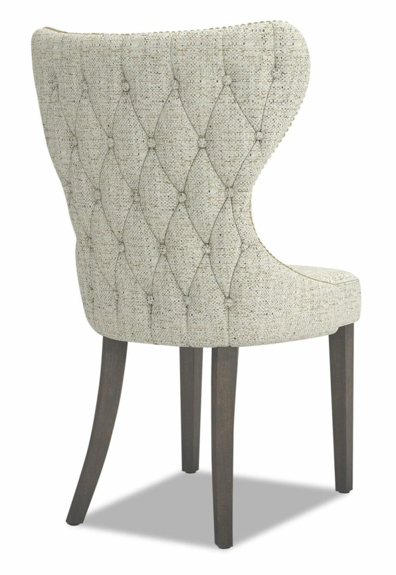 Shea Wing-Back Dining Chair With Linen-Look Fabric, Wood – Ivory Accent Chairs