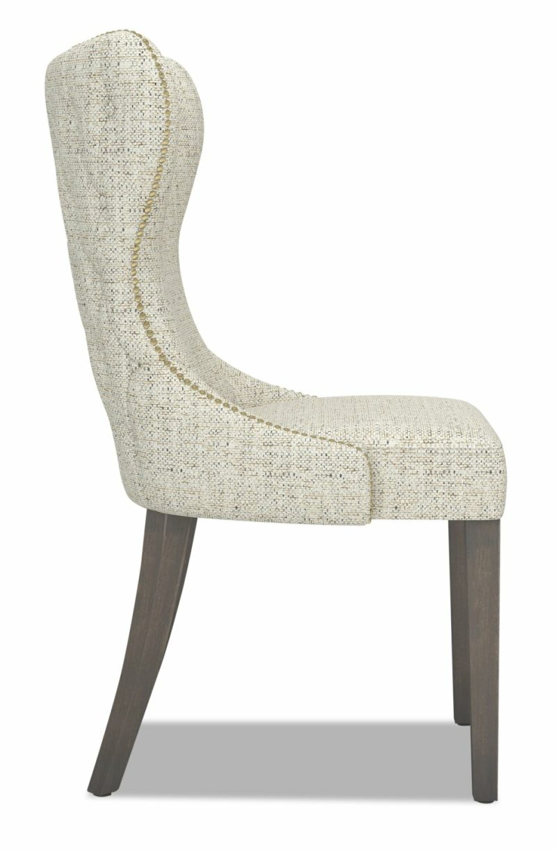 Shea Wing-Back Dining Chair With Linen-Look Fabric, Wood – Ivory Accent Chairs