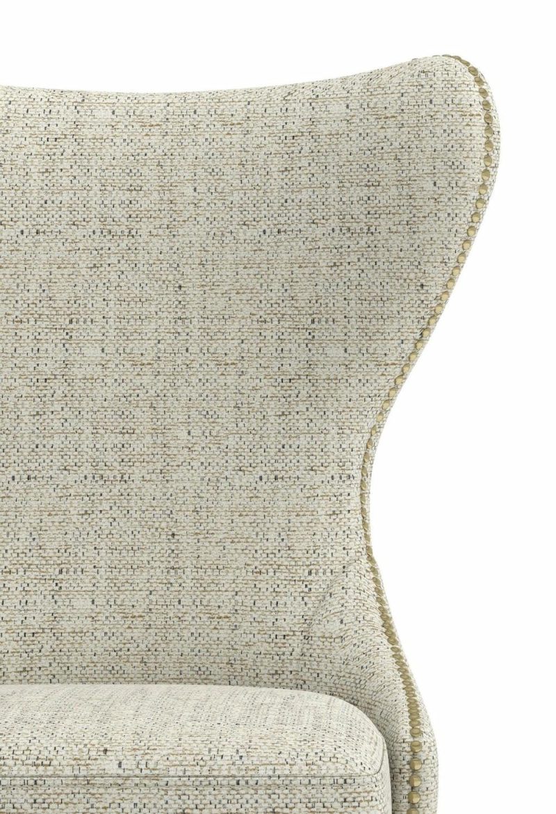 Shea Wing-Back Dining Chair With Linen-Look Fabric, Wood – Ivory Accent Chairs