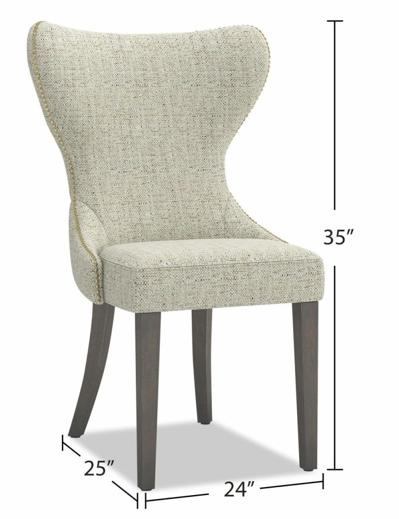 Shea Wing-Back Dining Chair With Linen-Look Fabric, Wood – Ivory Accent Chairs