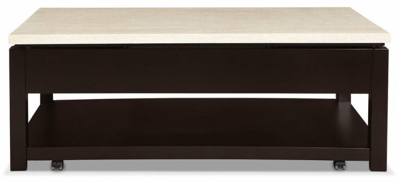 Sicily 48″ Modern Lift Top Coffee Table With Storage, Shelf And Casters – Beige And Dark Brown Coffee Tables