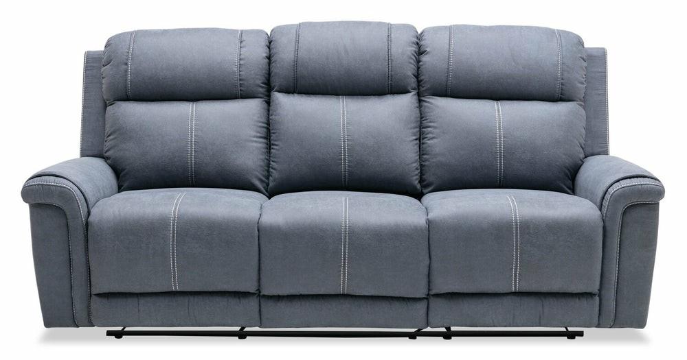 Silas 87.8″ Steel Grey Microsuede Reclining Sofa With Fold-Down Console And Dual Cupholders Furniture