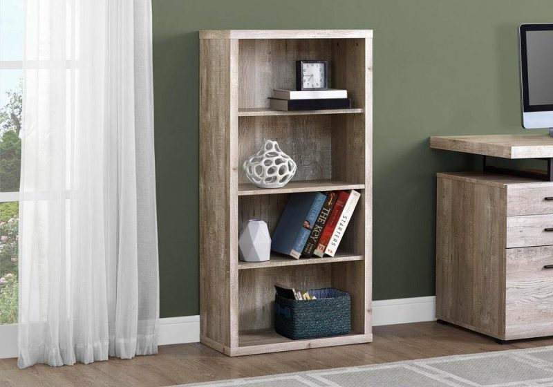 Slade 23.75″ 4-Shelf Bookcase – Taupe Bookcases