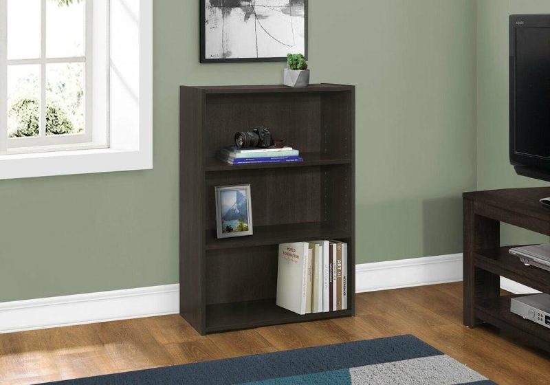 Slade 24.75″ 3-Shelf Bookcase – Espresso Bookcases