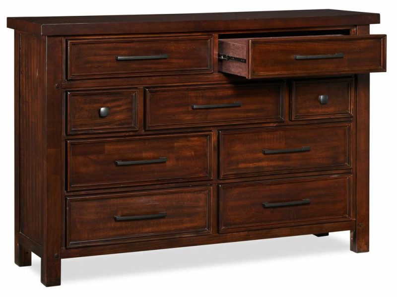 Sonoma Bedroom 9-Drawer Dresser, 62″W X 42″H – Mango Brown Bedroom