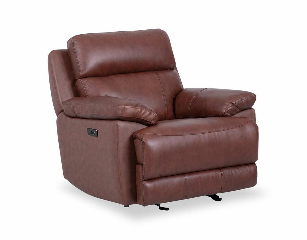 Sorrento 42″ Madrid Brick Brown Genuine Leather Power Reclining Chair With Usb Port Furniture