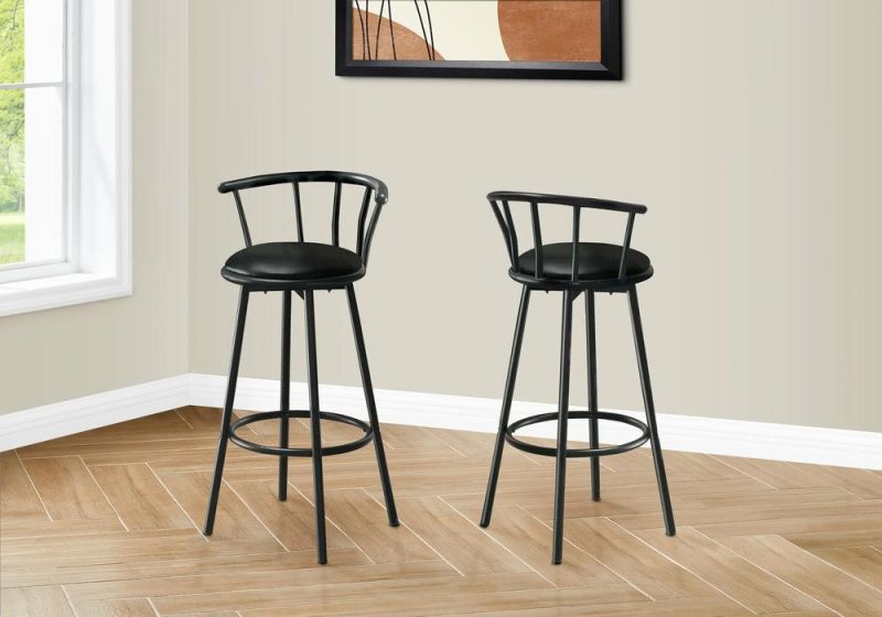 Swivel Black Metal Bar Stool – Set Of 2 Bar Stools