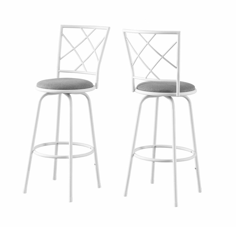 Swivel White Grey Fabric Seat Bar Stool – Set Of 2 Bar Stools