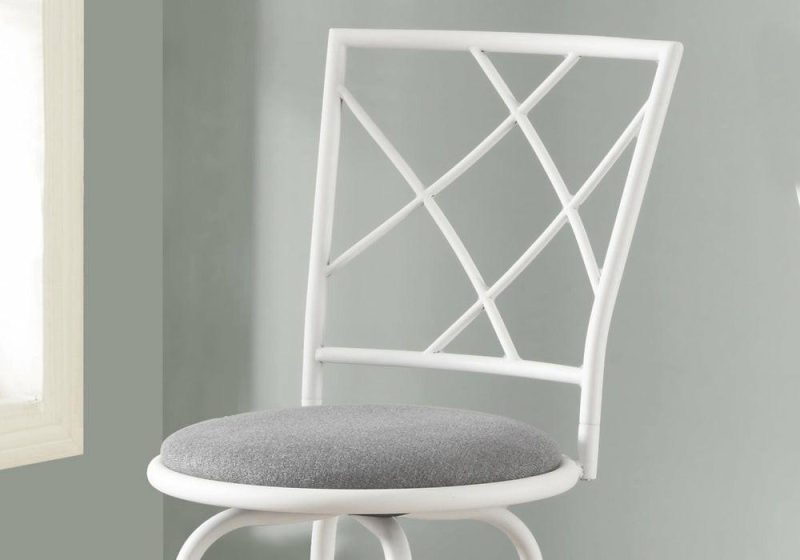 Swivel White Grey Fabric Seat Bar Stool – Set Of 2 Bar Stools