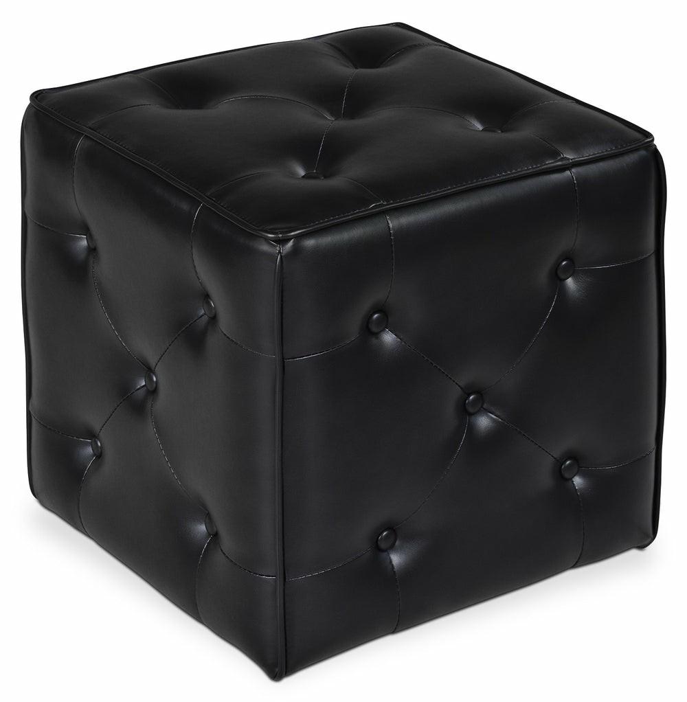 Talbott 17.5″ Cube Ottoman – Black Faux Leather Furniture