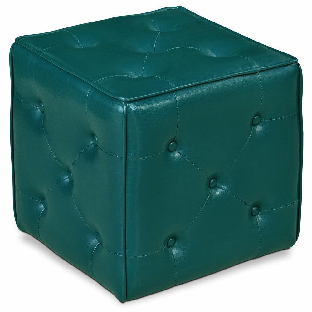 Talbott 17.5″ Cube Ottoman – Yellow Faux Leather Furniture