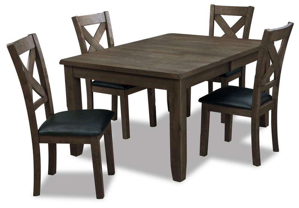 Talia 5Pc Dining Set With Table & 4 Chairs, 60-78″W Extension – Grey/Brown Dining Room