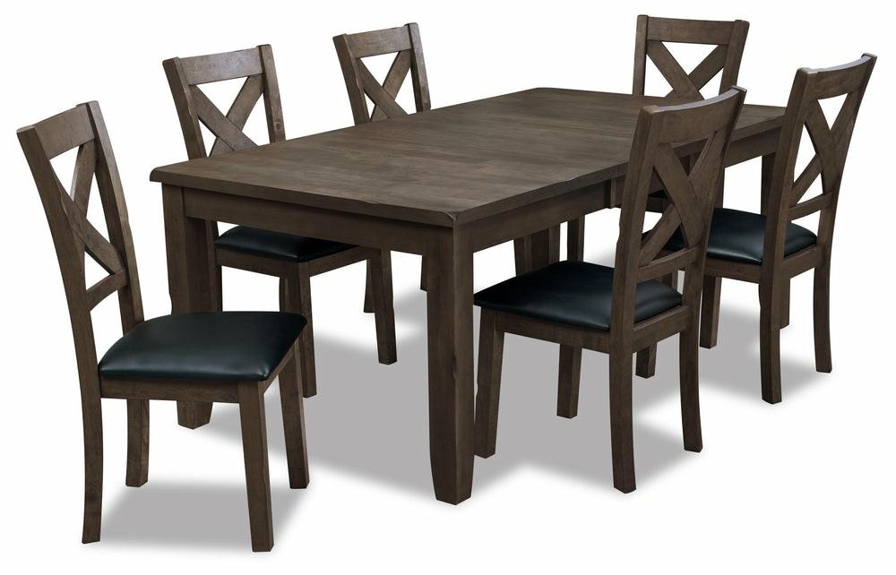 Talia 7Pc Dining Set With Table & 6 Chairs, 60-78″W Extension – Grey/Brown Dining Room