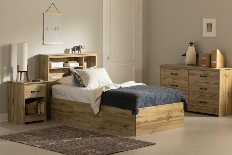 Tassio Bookcase Headboard – Nordik Oak Bedroom