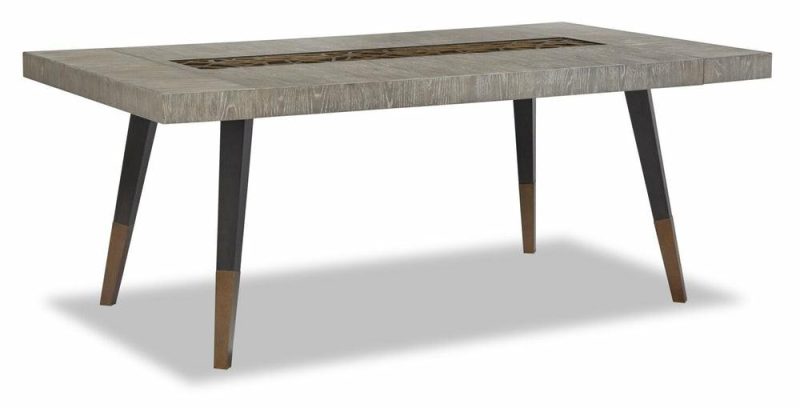 Tate Dining Table With 78-100″W Extension, Decorative Insert – Grey Dining Room