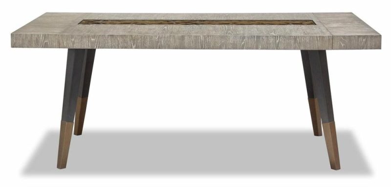 Tate Dining Table With 78-100″W Extension, Decorative Insert – Grey Dining Room