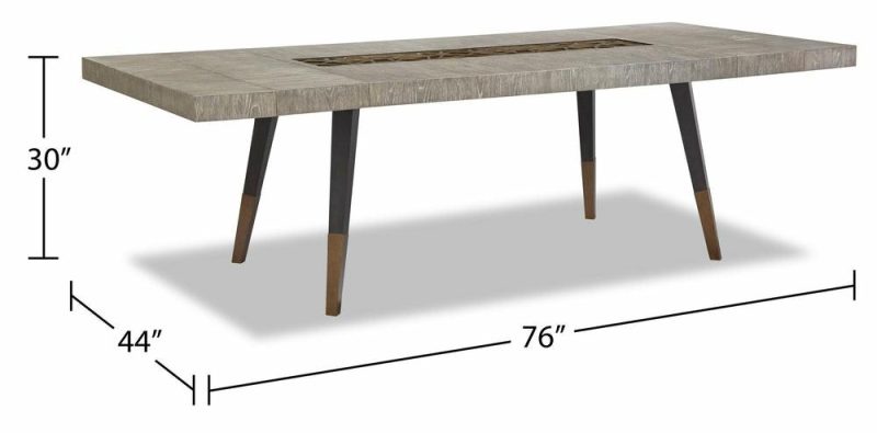 Tate Dining Table With 78-100″W Extension, Decorative Insert – Grey Dining Room