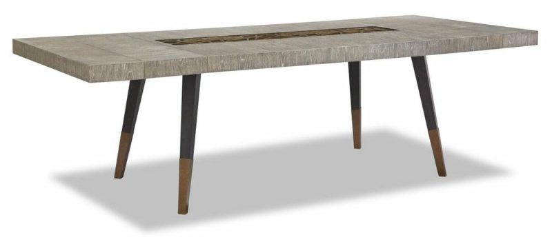 Tate Dining Table With 78-100″W Extension, Decorative Insert – Grey Dining Room