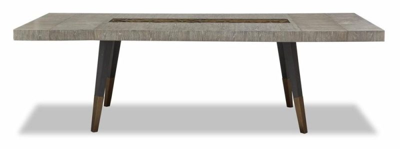 Tate Dining Table With 78-100″W Extension, Decorative Insert – Grey Dining Room