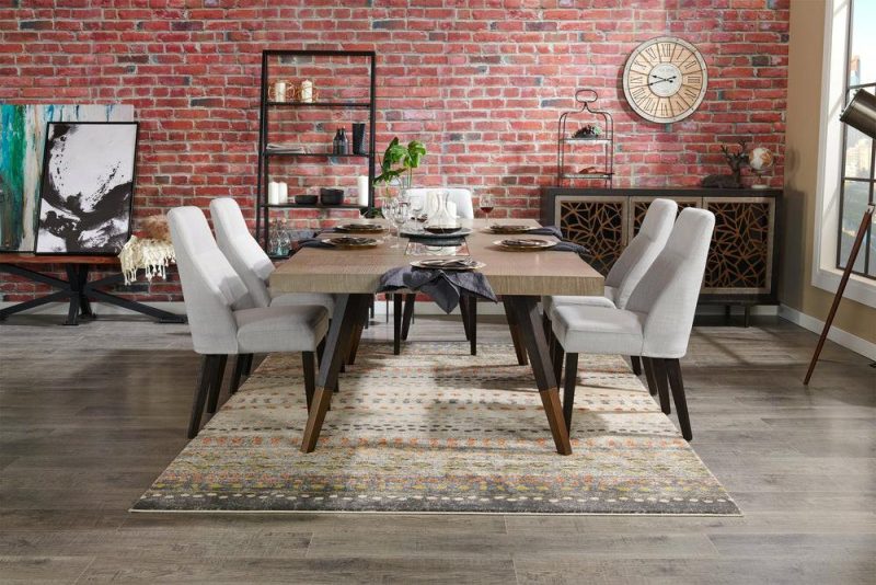 Tate Dining Table With 78-100″W Extension, Decorative Insert – Grey Dining Room