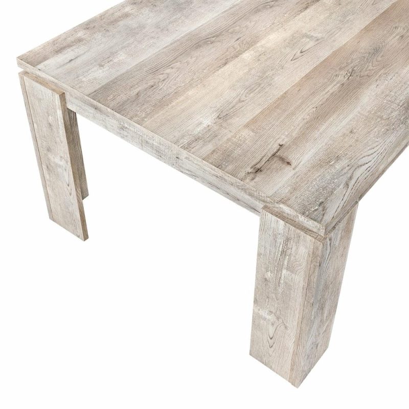 Taupe Reclaimed Wood-Look Dining Table Dining Room