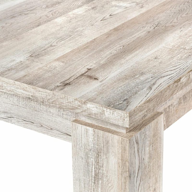 Taupe Reclaimed Wood-Look Dining Table Dining Room